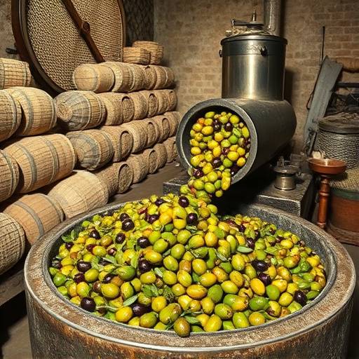 El proceso de molienda de las aceitunas en la almazara.