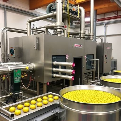 Interior de la Finca Los Azahares en Sevilla, mostrando la maquinaria moderna utilizada en la producci&oacute;n de aceite de oliva.