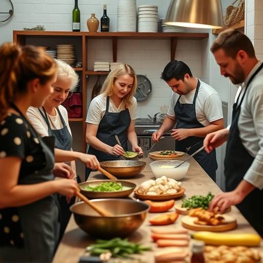 Un grupo de personas participando en un taller de cocina andaluza.